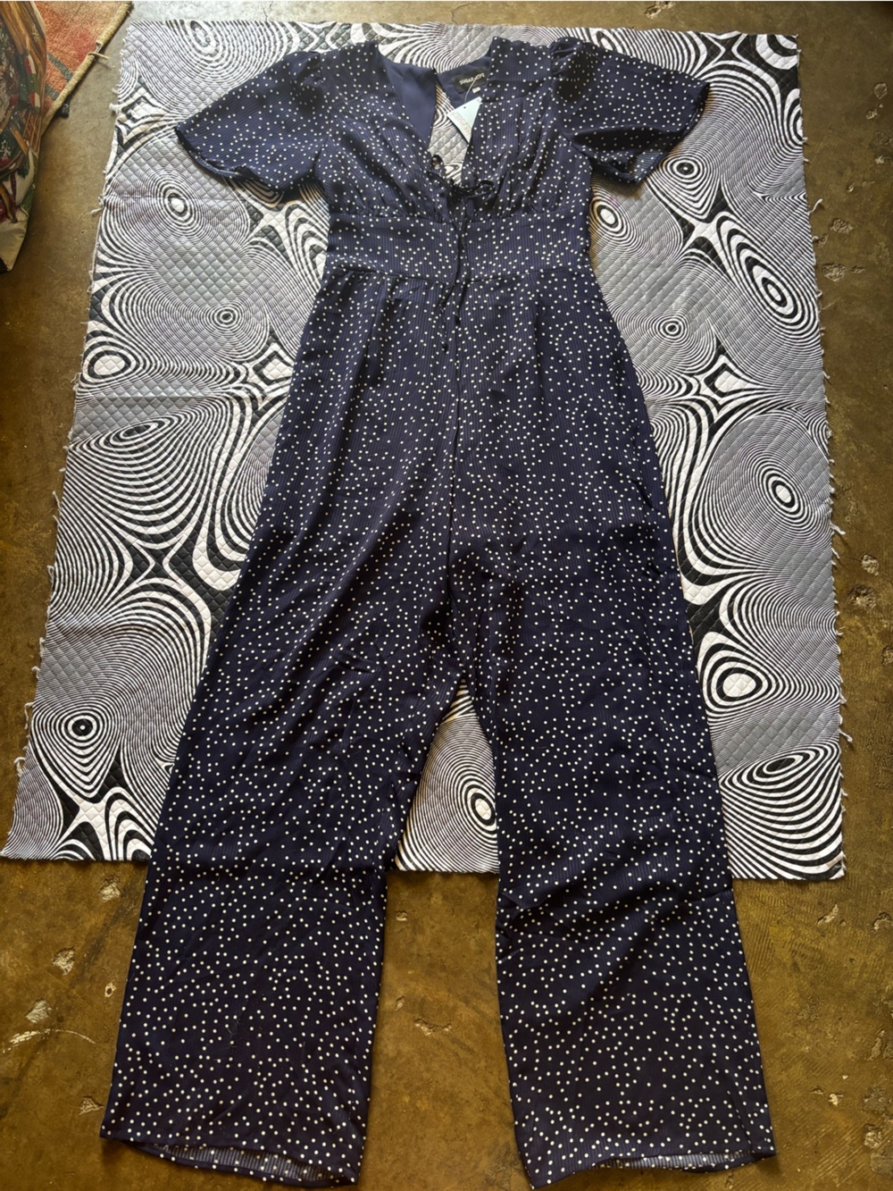 Sugarlips Navy and White Polka Dot Jumpsuit